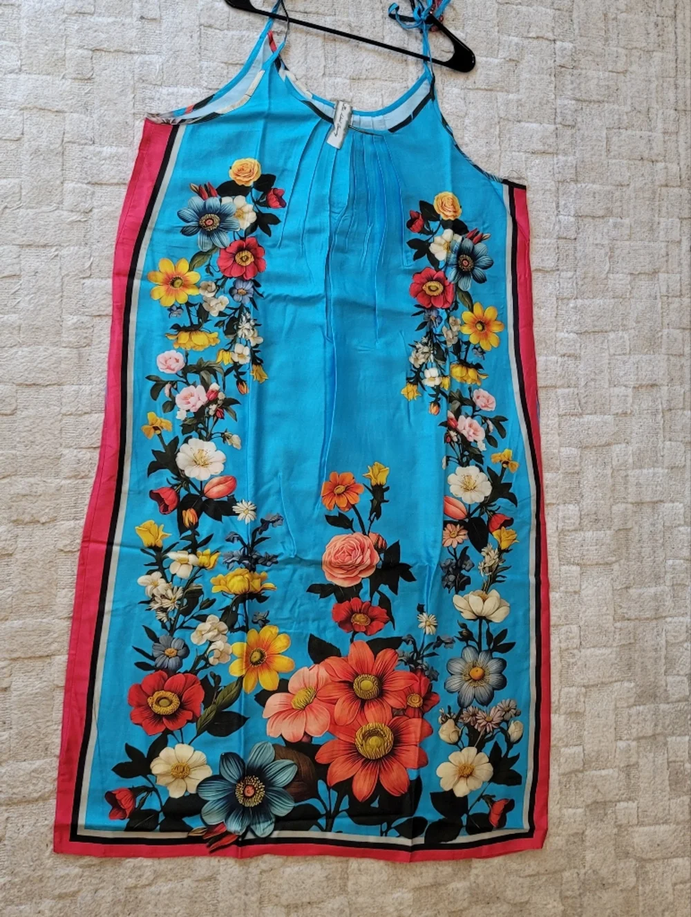 NWT ARATTA Floral Garden Maxi Dress Viscose Blue Floral Boho Size XL - Picture 15 of 16